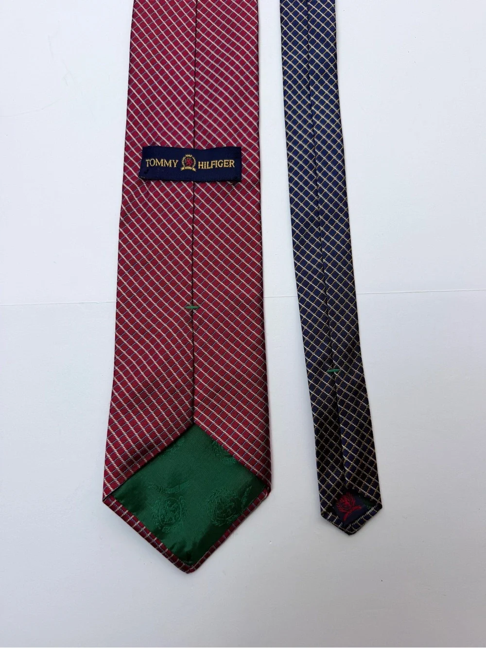 Tommy Hilfiger Men’s Tie Red Navy Gold Geometric Check Classic Necktie